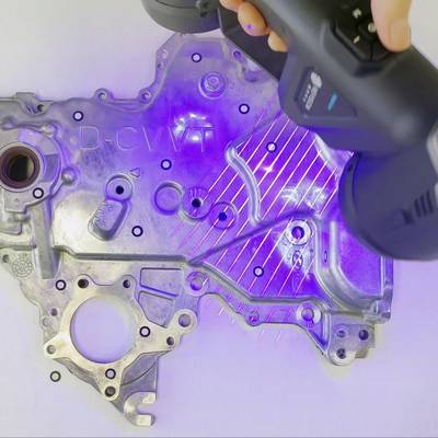 INSVISION AlphaScan 3D scanner scanning a sheet metal part