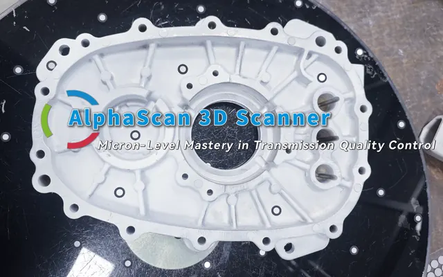 How does the AlphaScan 3D scanner achieve micrometer-level precision in gearbox quality inspection?